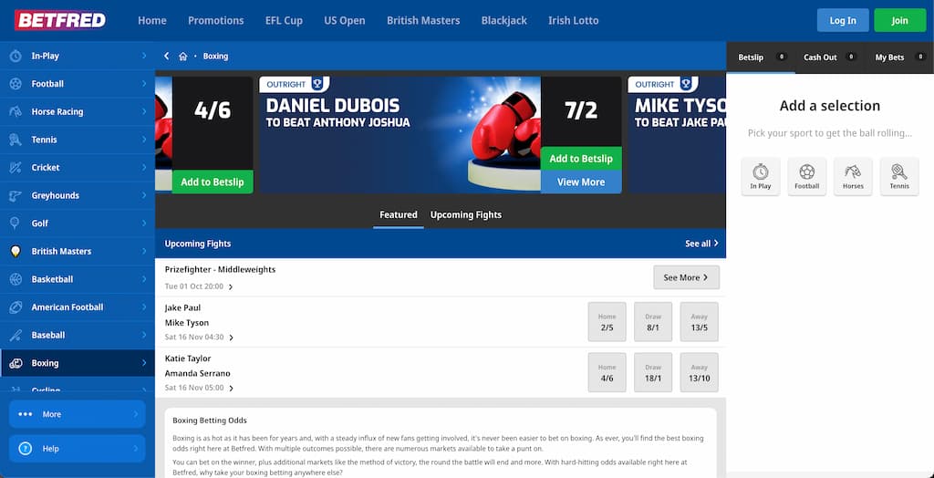 Betfred boxing page